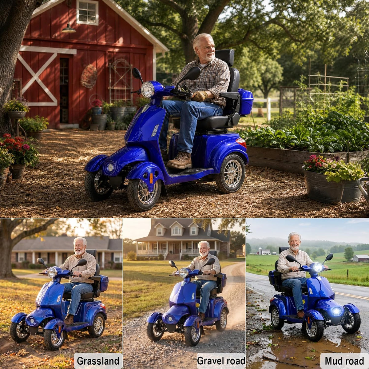 Blue | HUAYICUN 1000W heavy-duty all-terrain mobility scooter – image 4