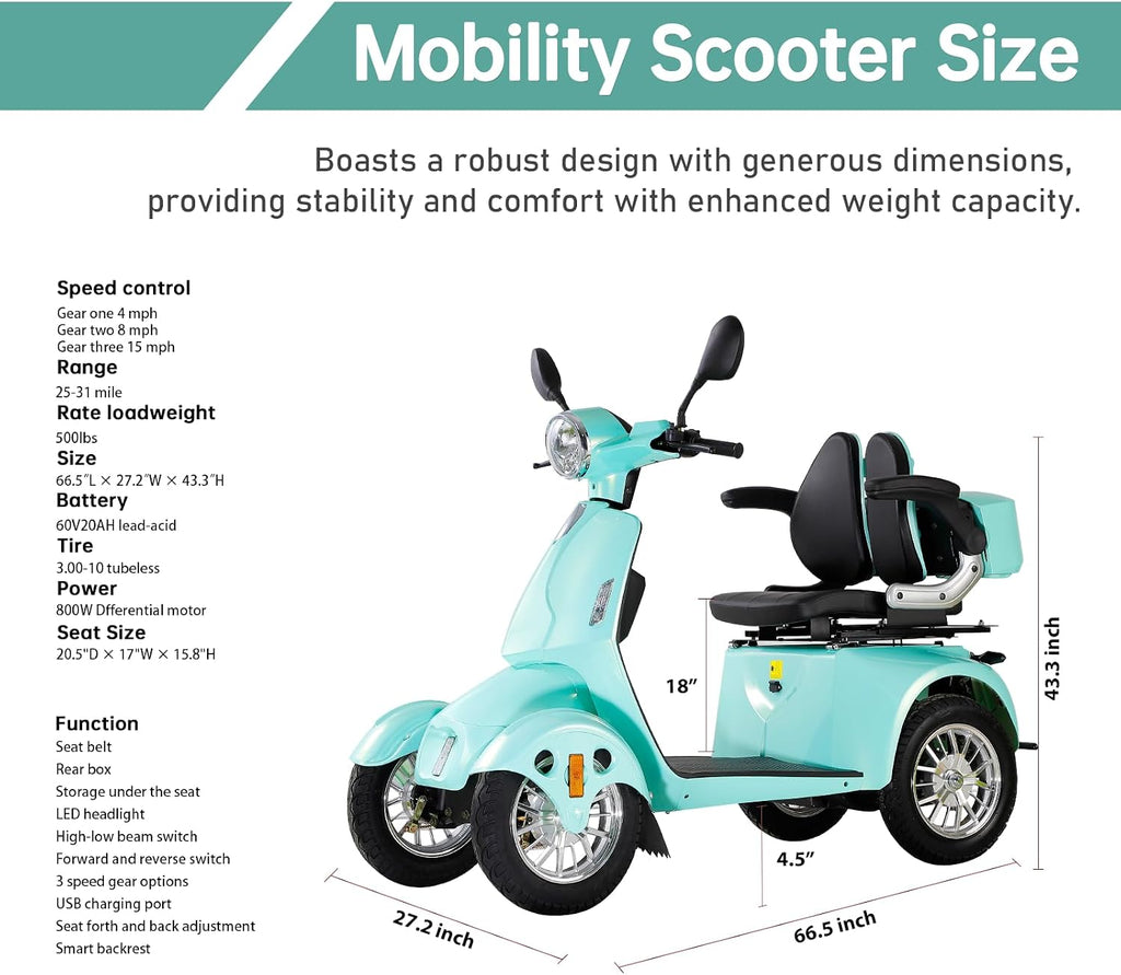 Light Green | HUAYICUN 800W all-terrain mobility scooter – image 2