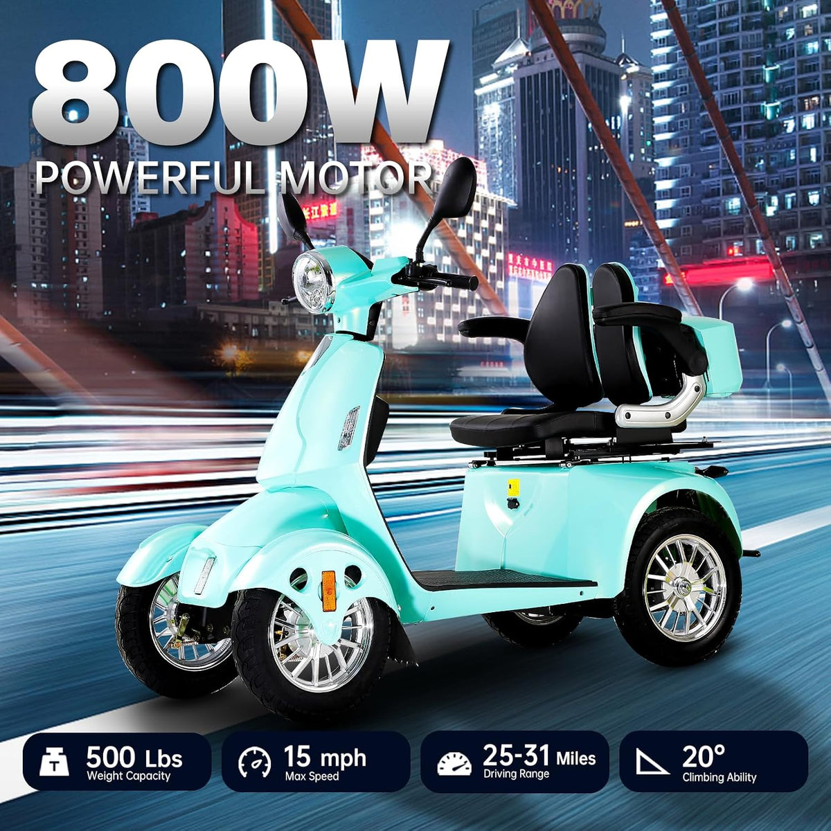 Light Green | HUAYICUN 800W all-terrain mobility scooter – image 3