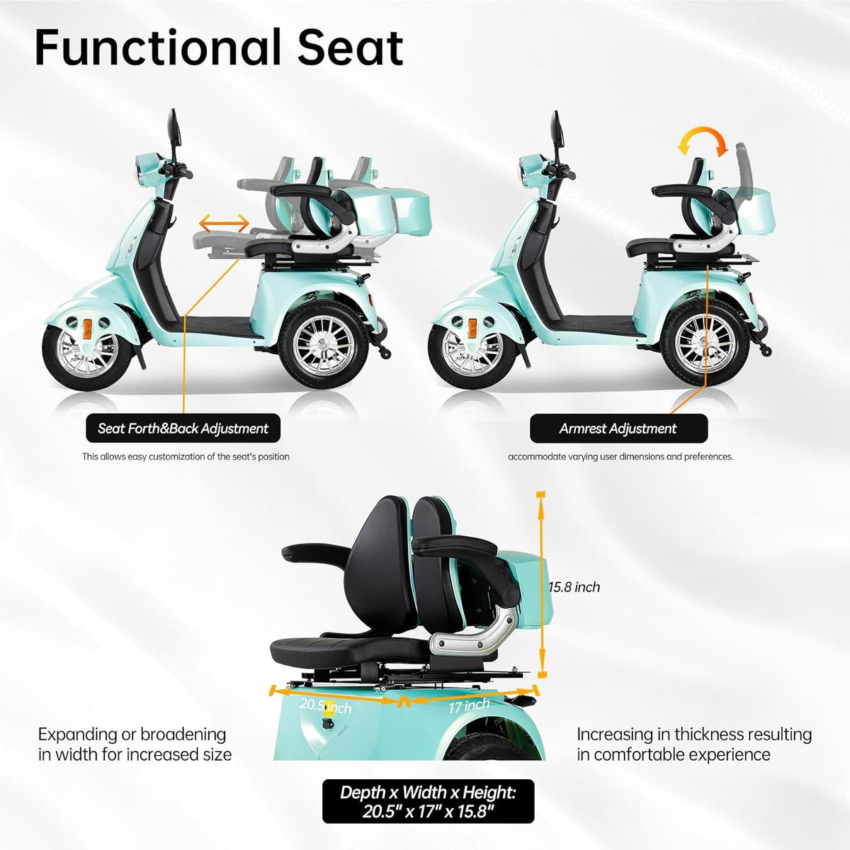 Light Green | HUAYICUN 800W all-terrain mobility scooter – image 4