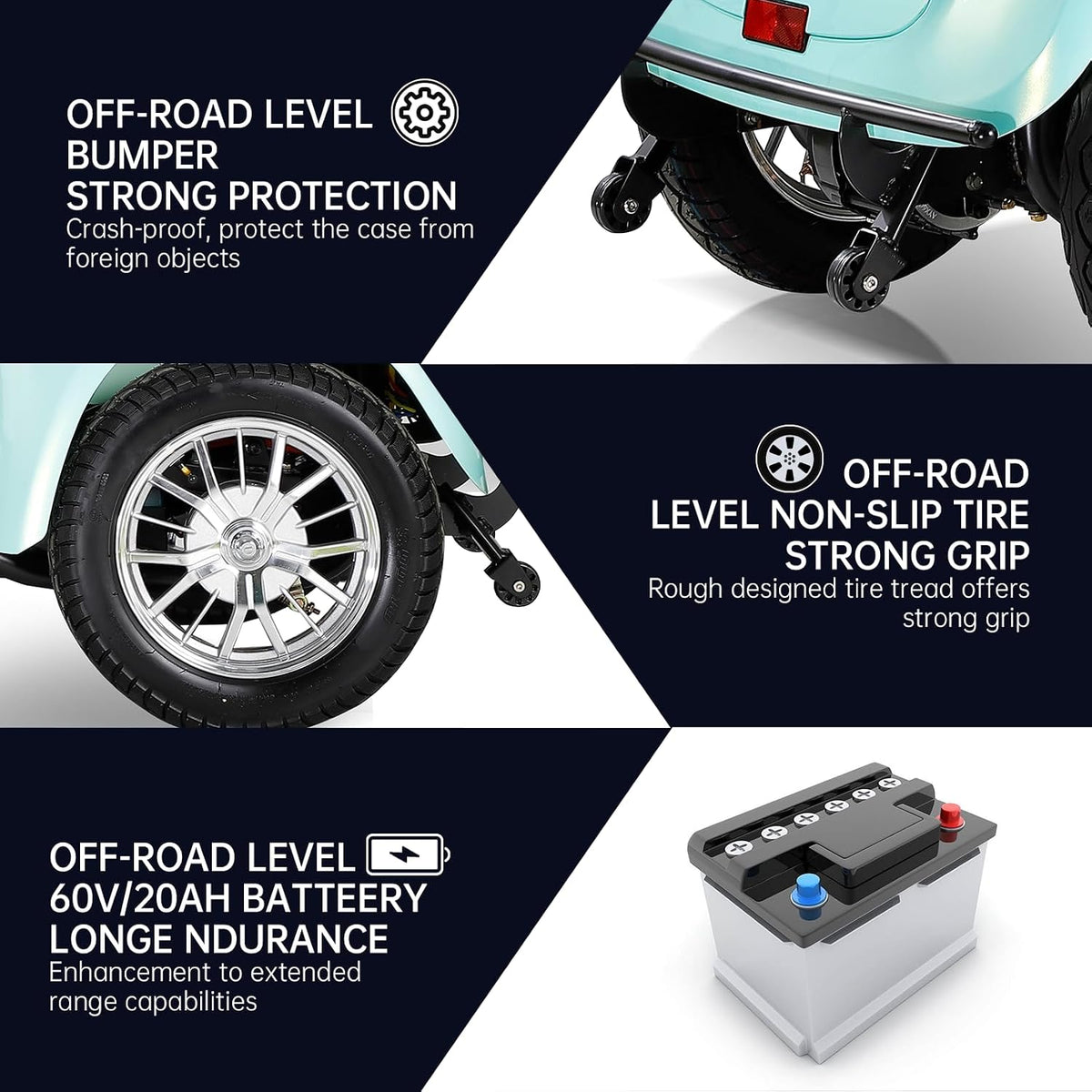 Light Green | HUAYICUN 800W all-terrain mobility scooter – image 6