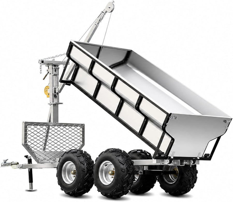 HUAYICUN Heavy-Duty ATV Dump Trailer with Boom Lift – 2,200 lb Capacity