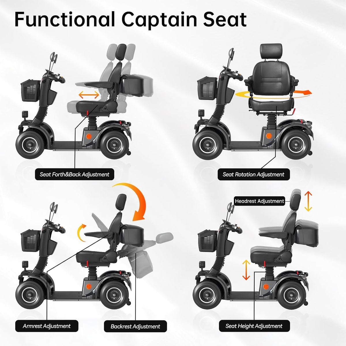 Black | HUAYICUN heavy-duty all-terrain mobility scooter – image 5