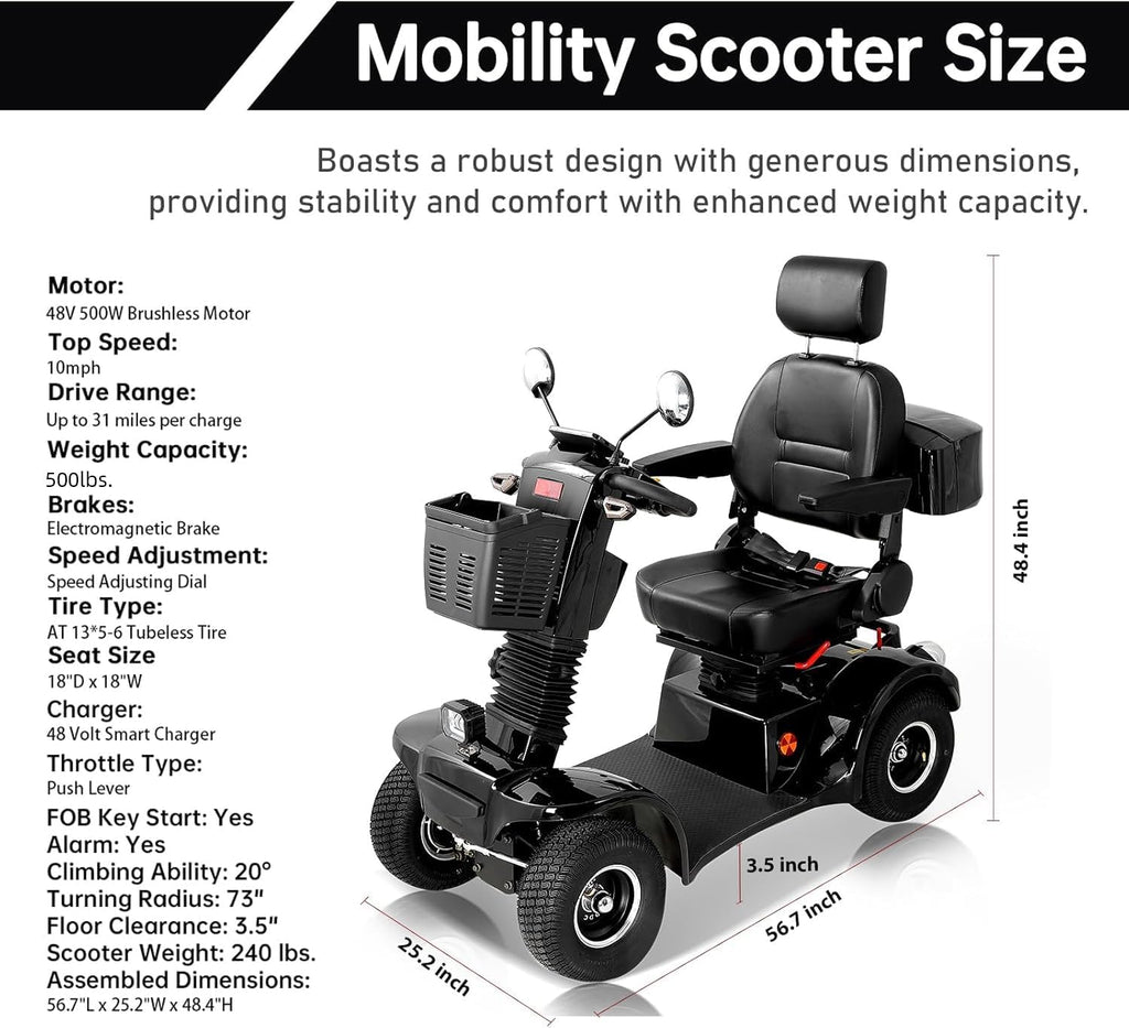 Black | HUAYICUN heavy-duty all-terrain mobility scooter – image 6