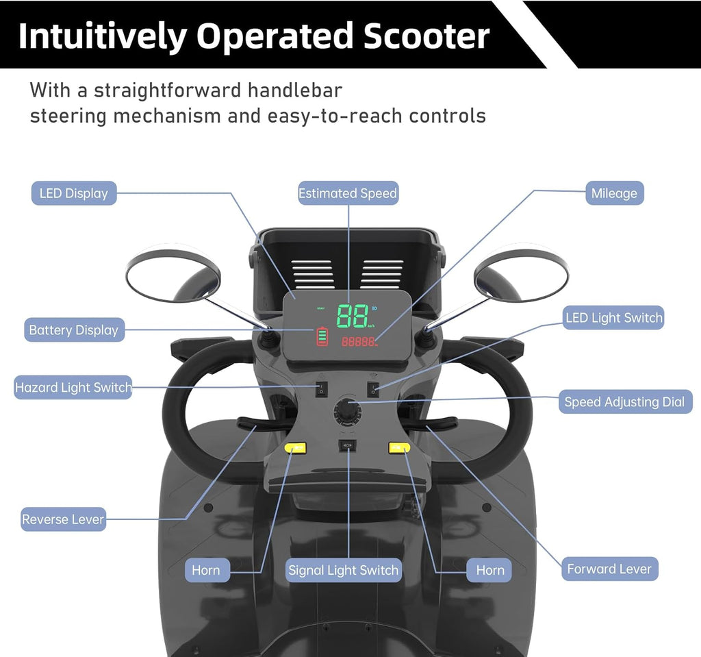 Black | HUAYICUN heavy-duty all-terrain mobility scooter – image 8