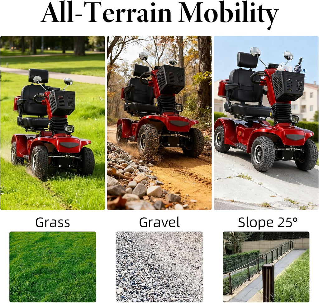 Red | HUAYICUN heavy-duty all-terrain mobility scooter – image 2