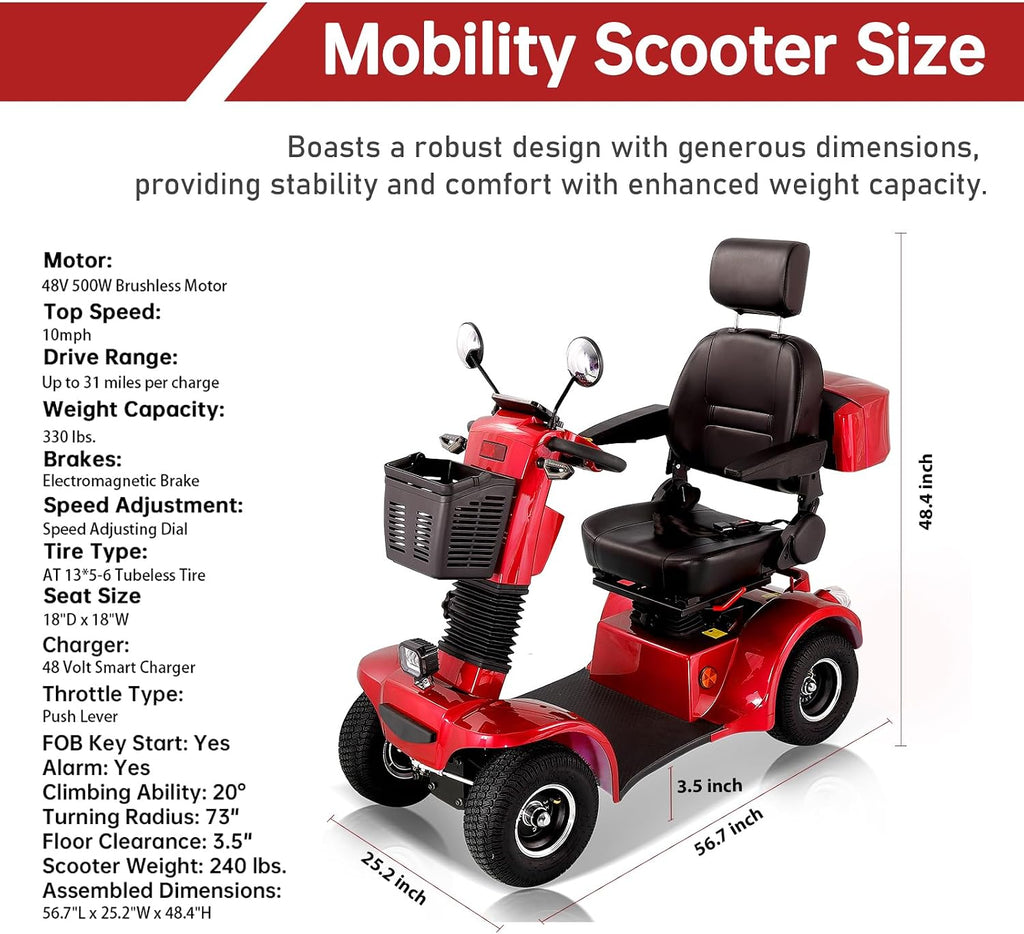 Red | HUAYICUN heavy-duty all-terrain mobility scooter – image 5