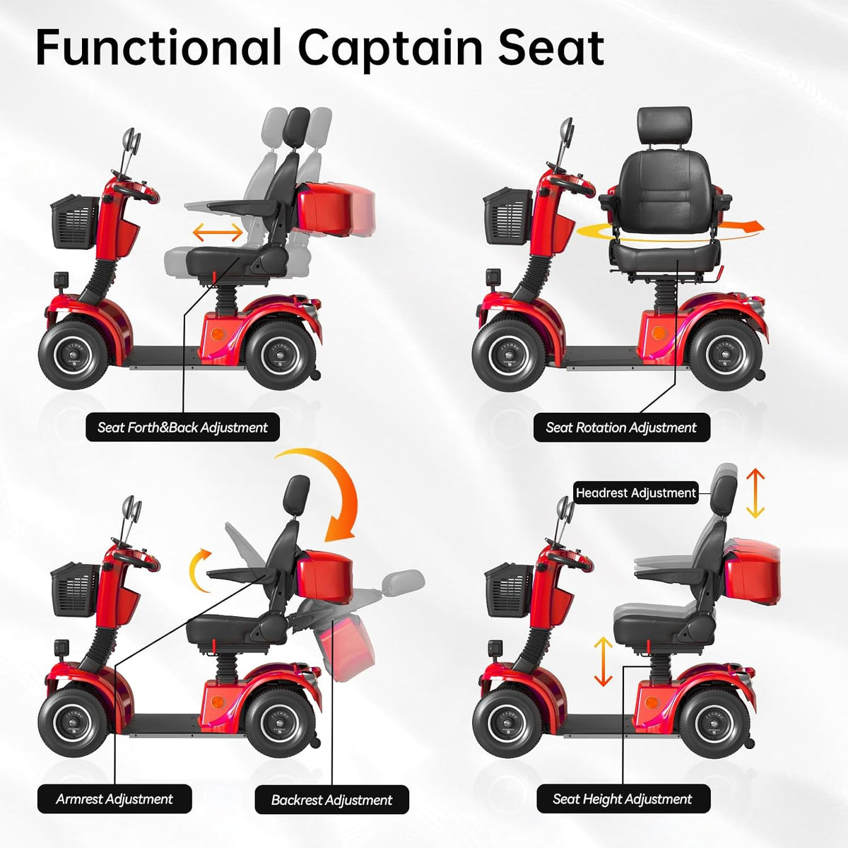 Red | HUAYICUN heavy-duty all-terrain mobility scooter – image 6