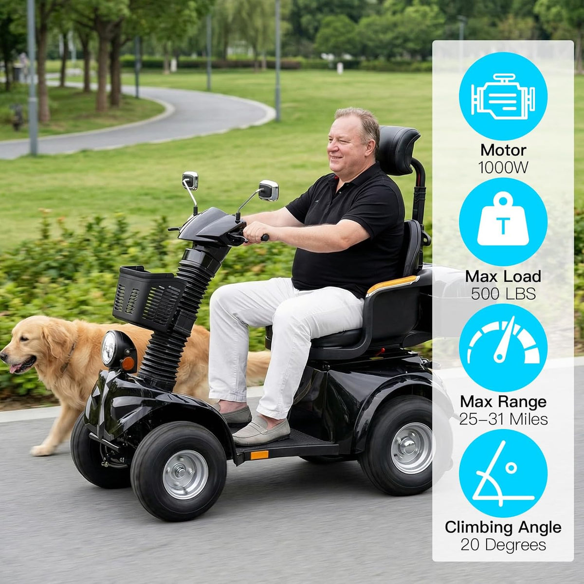 Black | HUAYICUN premium heavy-duty mobility scooter – image 2