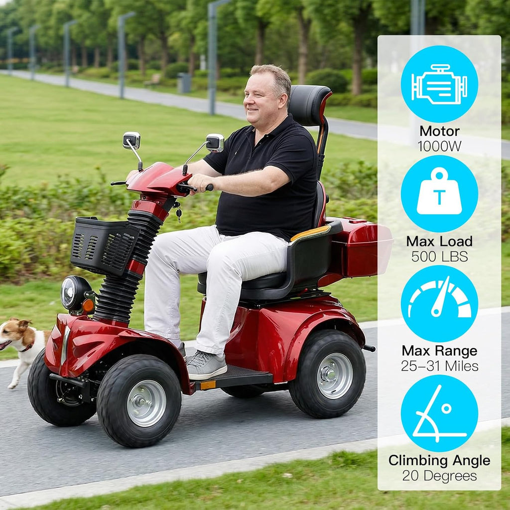 Red | HUAYICUN premium heavy-duty mobility scooter – image 2