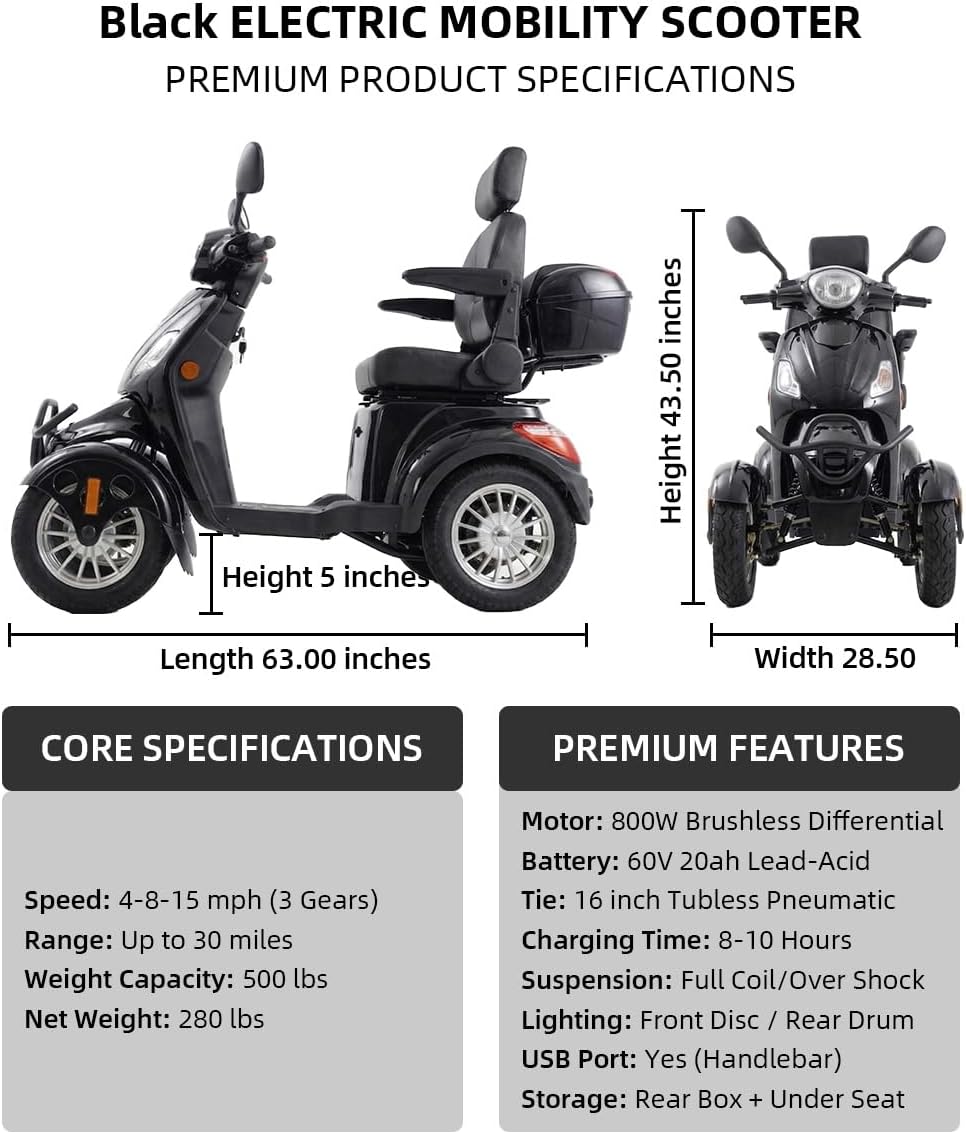 Black | HUAYICUN XL heavy-duty all-terrain mobility scooter – image 2
