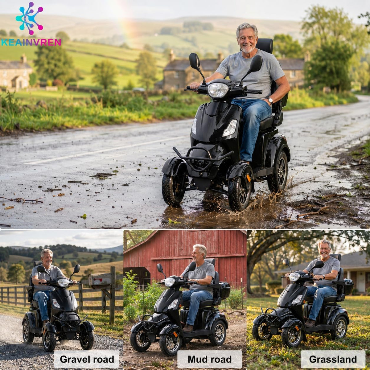 Black | HUAYICUN XL heavy-duty all-terrain mobility scooter – image 3