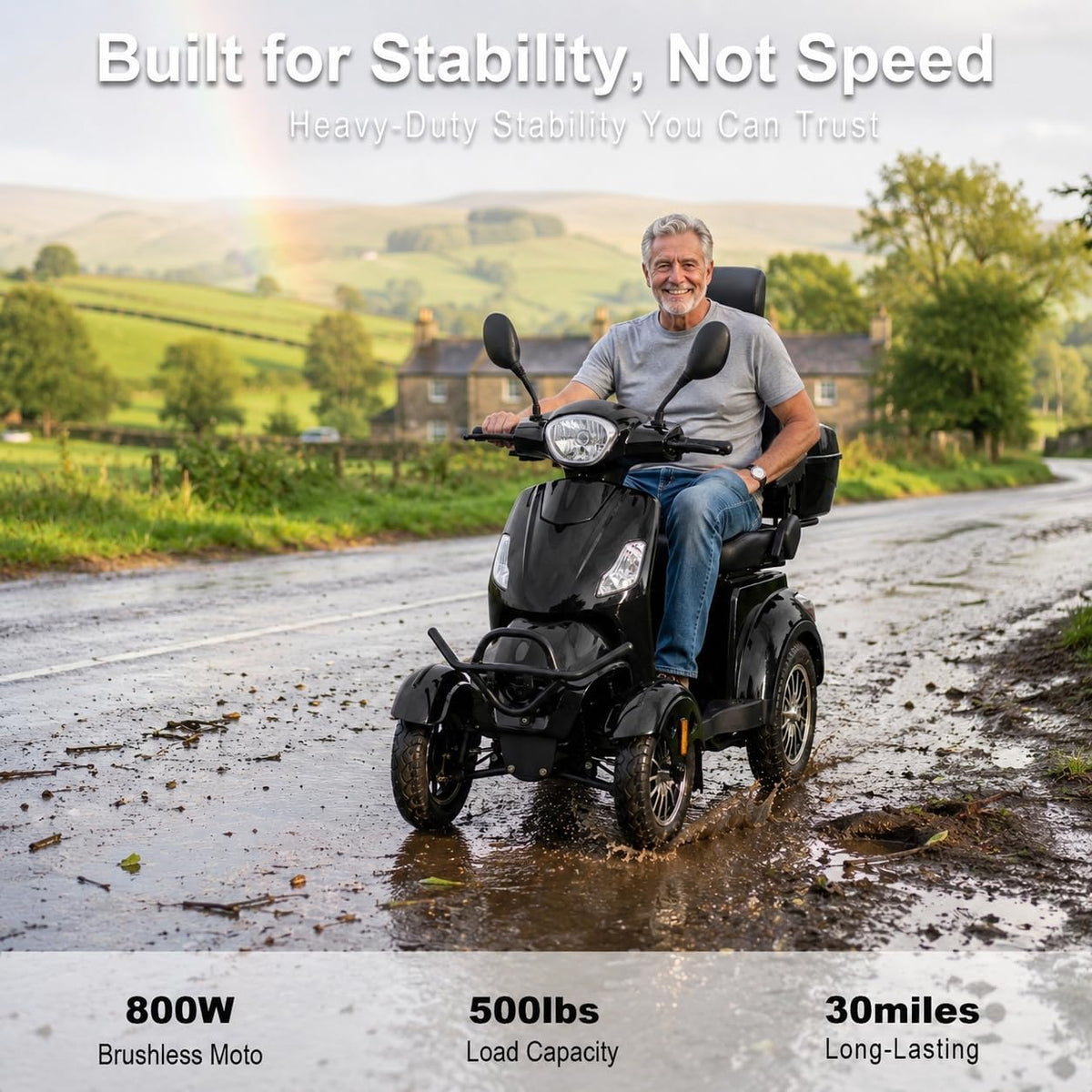 Black | HUAYICUN XL heavy-duty all-terrain mobility scooter – image 4