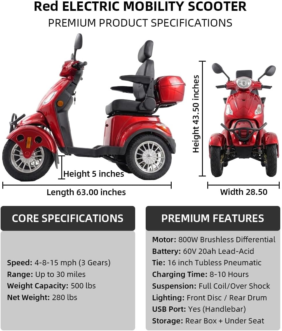 Red | HUAYICUN XL heavy-duty all-terrain mobility scooter – image 2