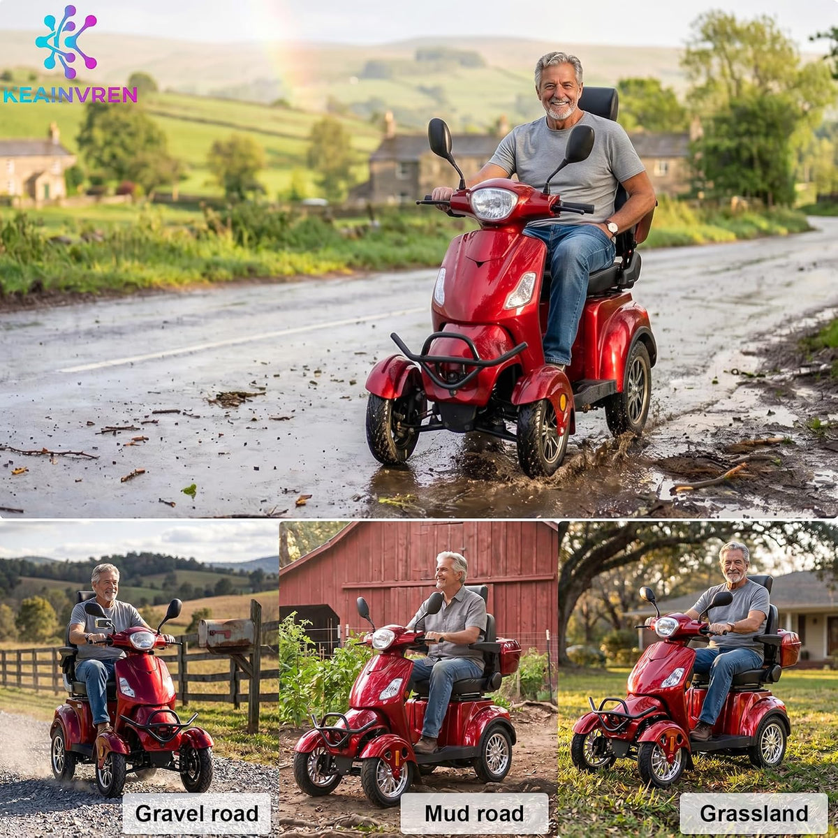 Red | HUAYICUN XL heavy-duty all-terrain mobility scooter – image 3