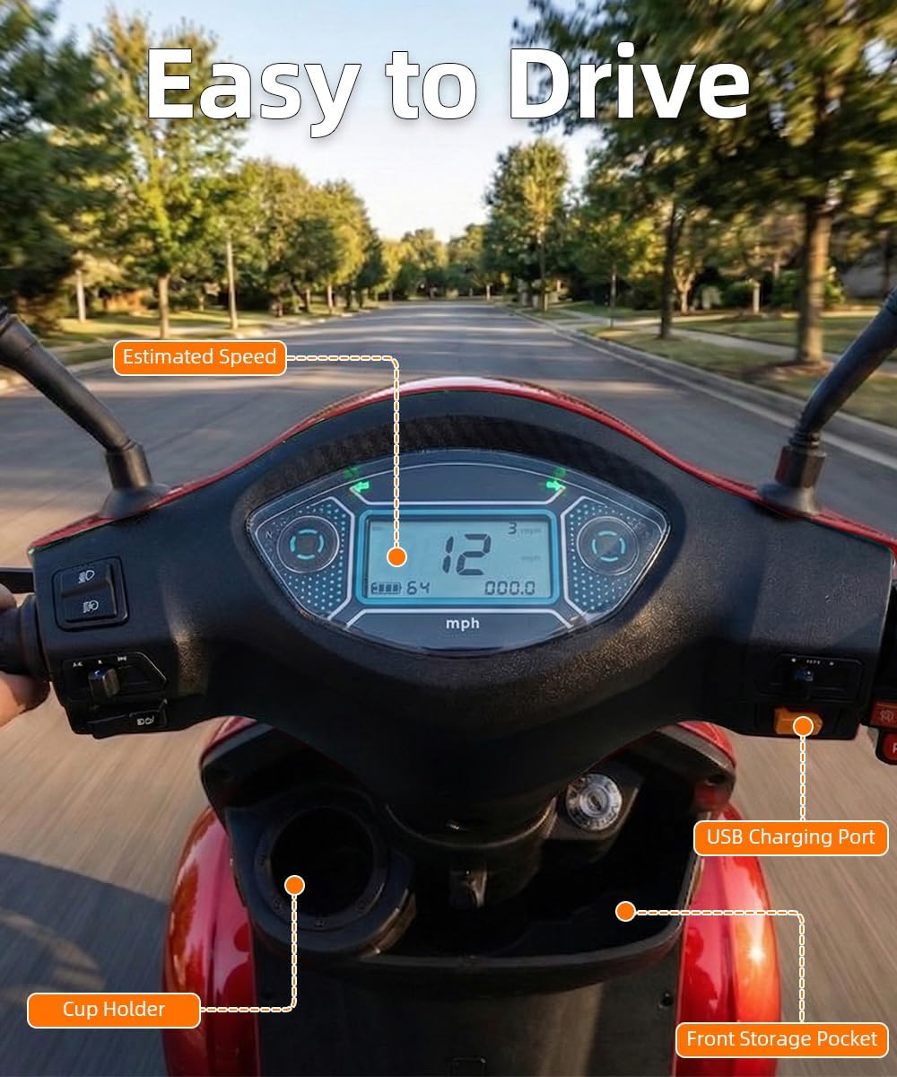 Red | HUAYICUN XL heavy-duty all-terrain mobility scooter – image 5