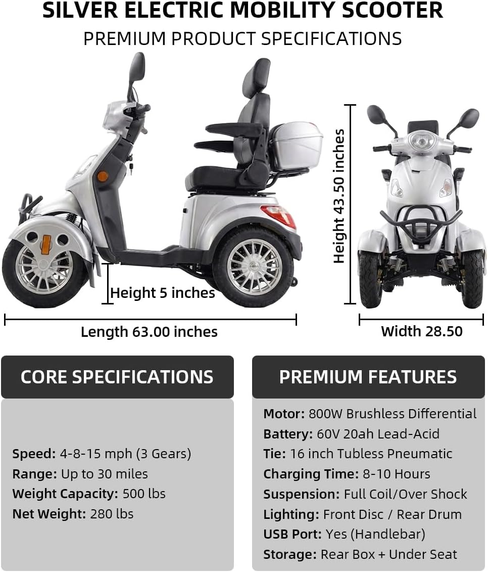 Silver | HUAYICUN XL heavy-duty all-terrain mobility scooter – image 2