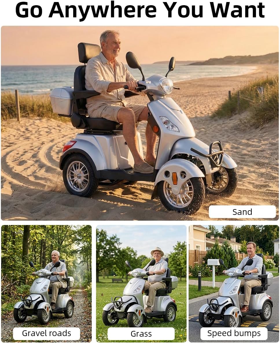 Silver | HUAYICUN XL heavy-duty all-terrain mobility scooter – image 3