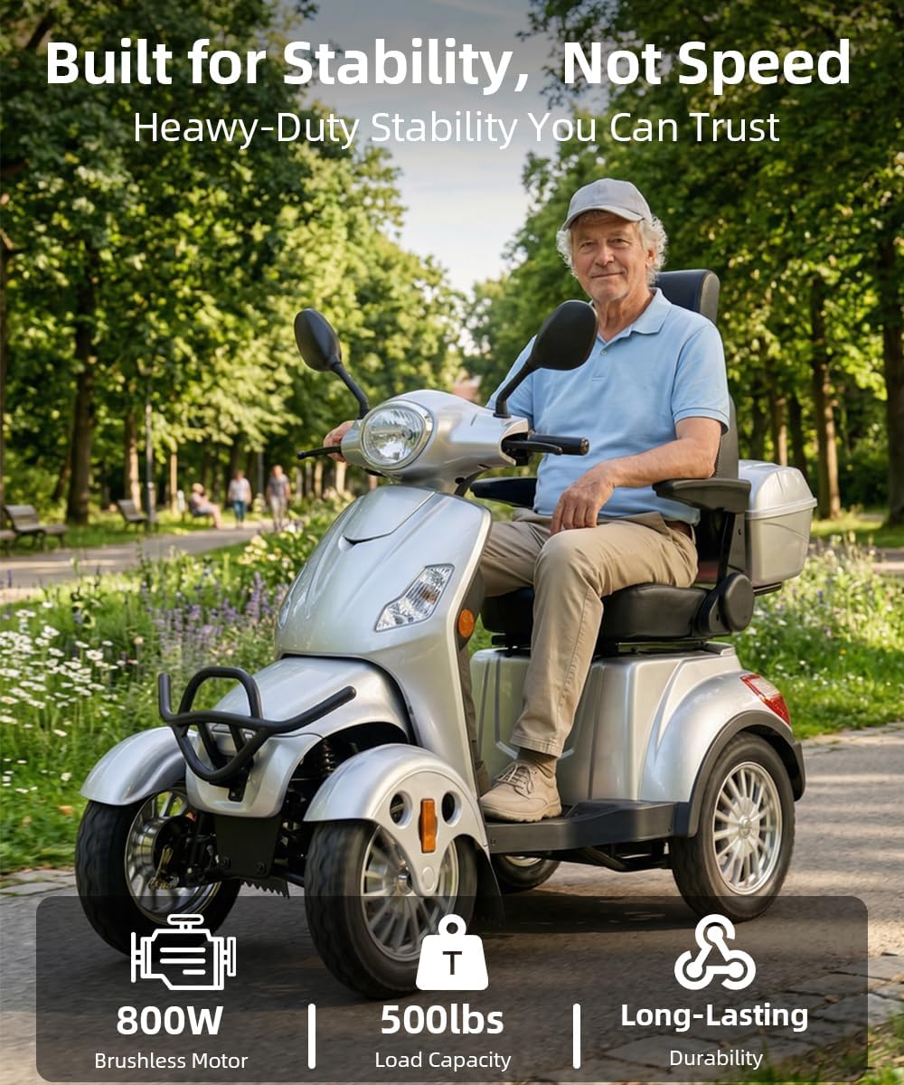 Silver | HUAYICUN XL heavy-duty all-terrain mobility scooter – image 6