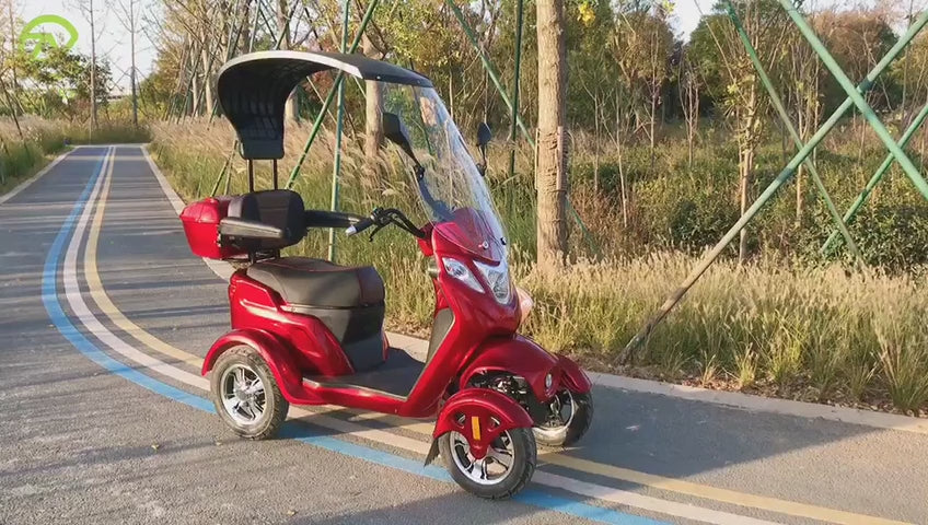 HUAYICUN heavy-duty mobility scooter with canopy demonstration – 55 seconds